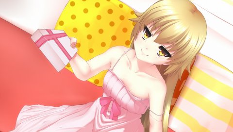 Bakemonogatari, девушка, блондин, милый, подарок