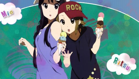 K-on, девушка, шляпа, мороженое, возмущение