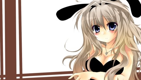 Bunnygirl, девушка, блондинка, уши, осанка