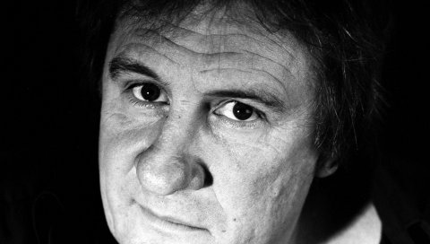 Gerard depardieu, лицо, крупный план черный белый