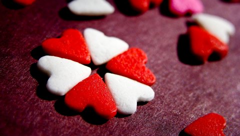 Сердце, конфеты, стол, поверхность, форма