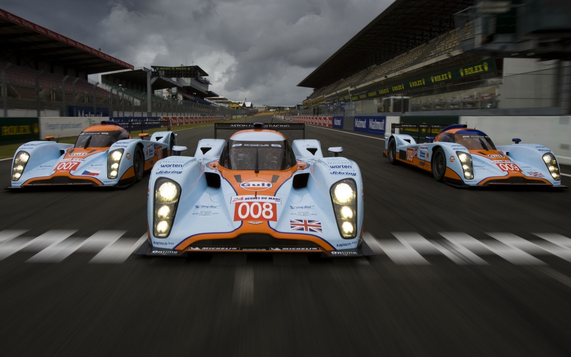 Картинки Aston martin, lmp1, 2009, белый, вид спереди, автомобили, скорость фото и обои на рабочий стол