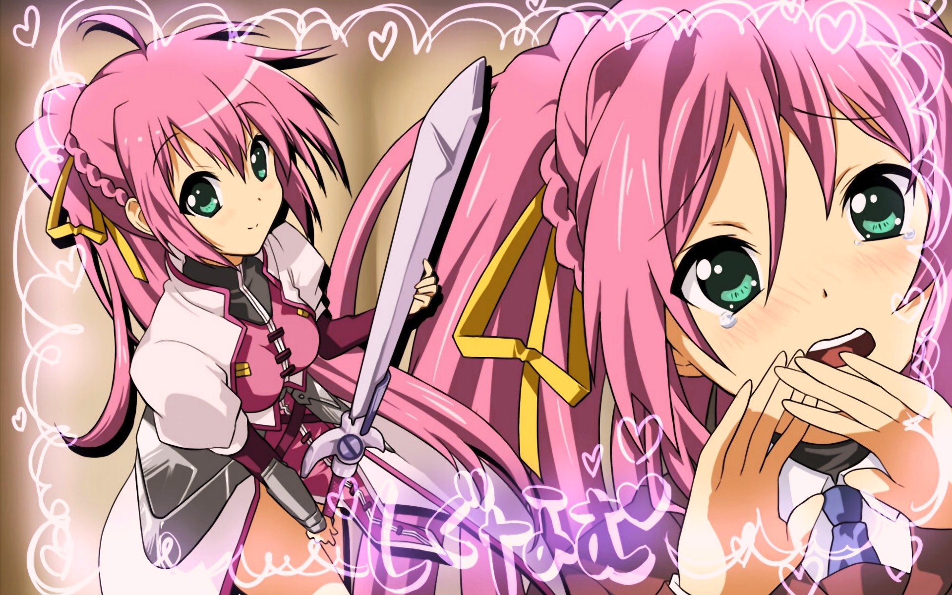 Картинки Mahou shoujo лирическая nanoha, девушка, слезы, меч, фон фото и обои на рабочий стол