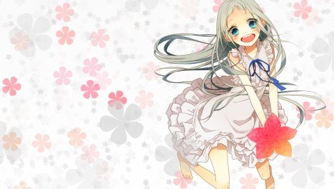 Ano hi mita hana no namae o bokutachi wa mada shiranai, девушка, радость, прыжок, фон