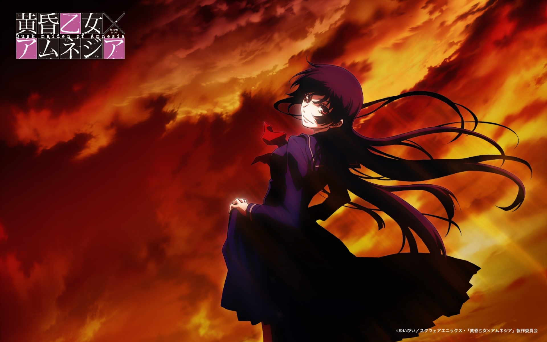 Картинки Tasogare otome x amnesia, девушка, брюнетка, платье, сумерки фото и обои на рабочий стол