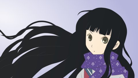 Sayonara zetsubou сенсей, девушка, брюнетка, взгляд, шарф, ветер