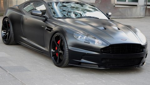 Aston martin, dbs, 2011, черный, вид спереди, автомобили, здание
