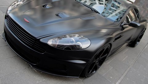Aston martin, dbs, 2011, черный, вид спереди, стиль, отражение