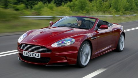 Aston martin, dbs, 2009, красный, вид сбоку, спорт, стиль, природа