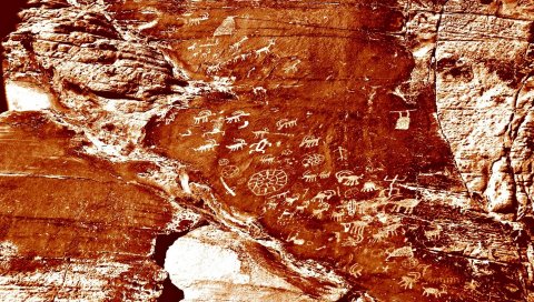 Каньон, камни, стена, рисунки, письмо, сообщение, история