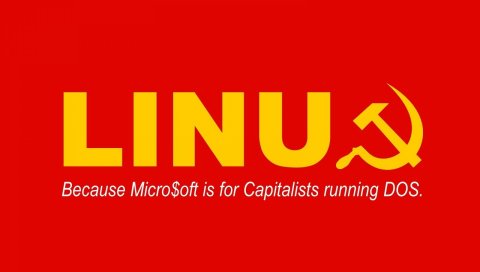 Linux, красный, желтый, серп, молот