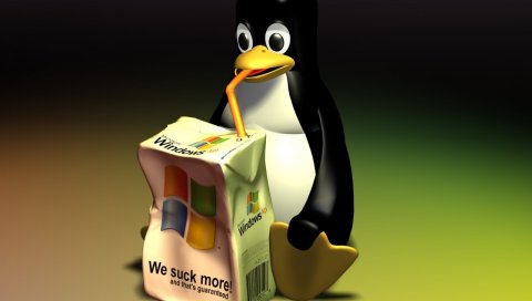 Linux, сок, окна, белый, пингвин