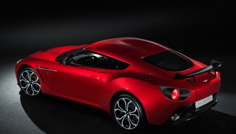 Aston martin, v12, zagato, 2012, красный, вид сбоку, стиль, авто