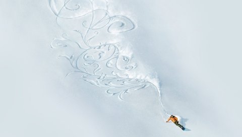 Рисунок, сноуборд, снег, наклон, спортсмен