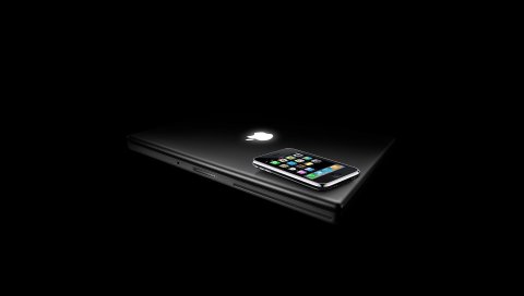 Яблоко, macbook, блокнот, тень