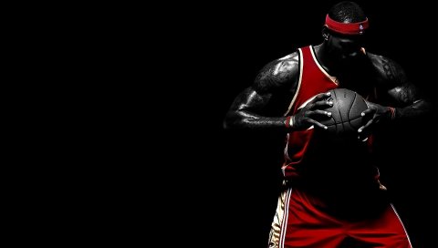 Lebron james, мяч, баскетбол, негр, спорт