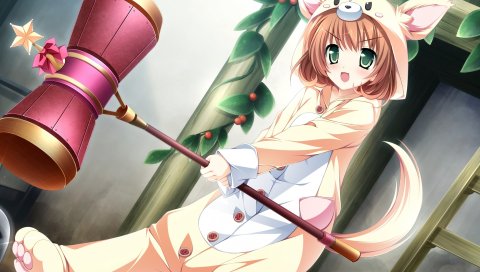Otome ga tsumugu koi no canvas маленькая девочка, девушка, брюнетка, костюм, молоток, улыбка