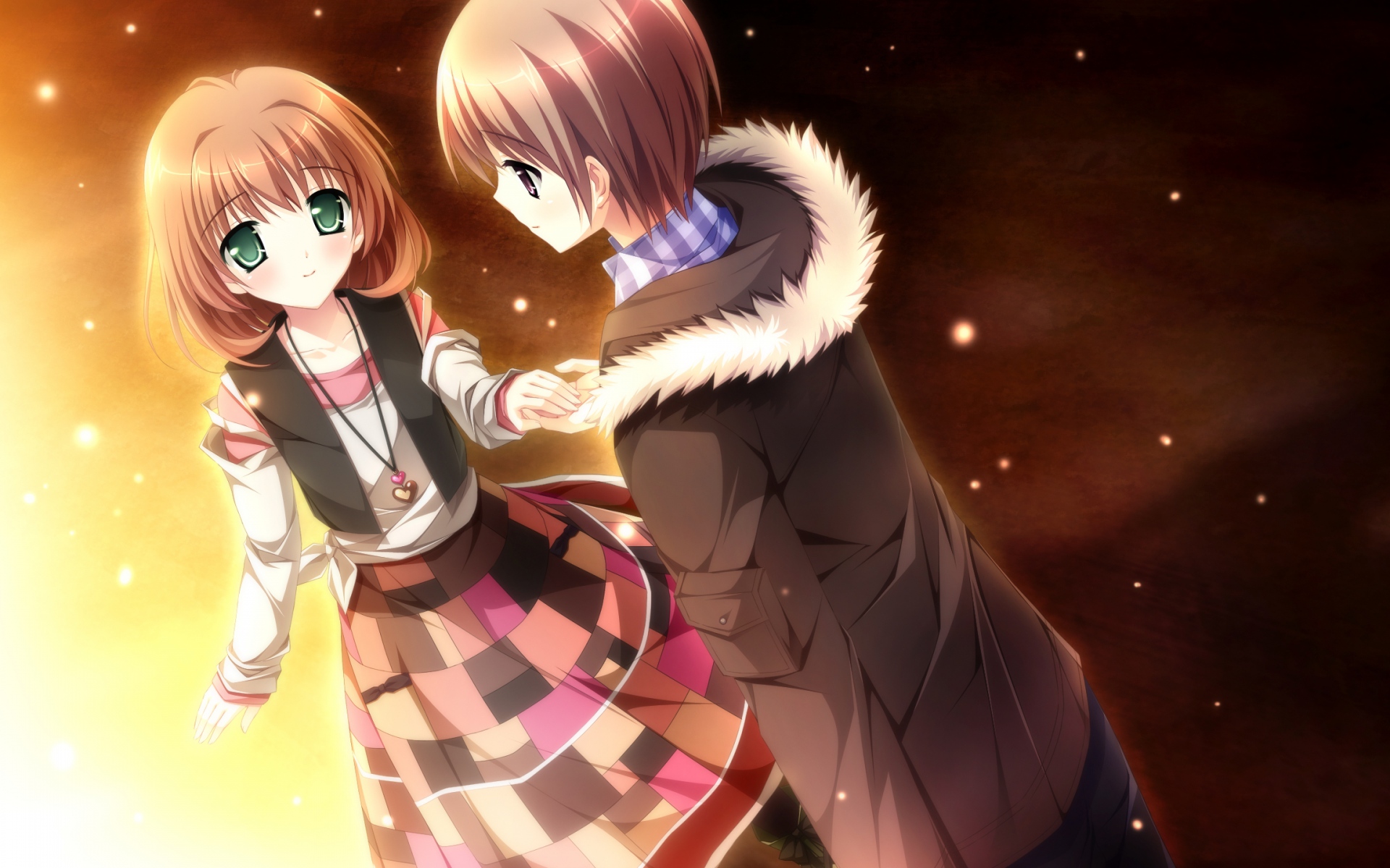 Картинки Otome ga tsumugu koi no canvas пара, мальчик, девушка, прикосновение, снежинки фото и обои на рабочий стол