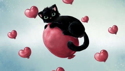 Кот, мяч, фотография, полет
