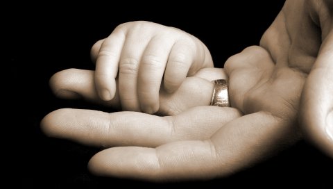 Руки, пальцы, ребенок, связь, члены семьи, кольцо, семья