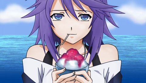 Mizore shirayuki, девушка, взгляд, десерт, вода