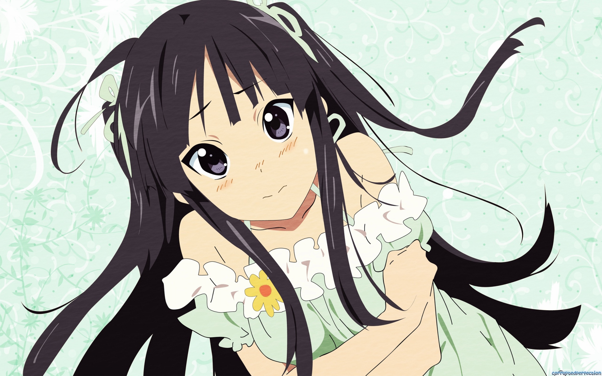 Картинки Akiyama mio, девушка, брюнетка, глаза, осанка, холод фото и обои на рабочий стол