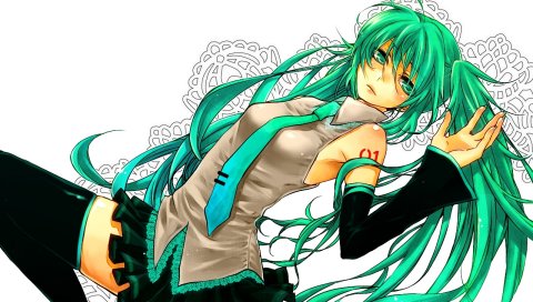 Hatsune miku, женщина, поза, галстук, печаль