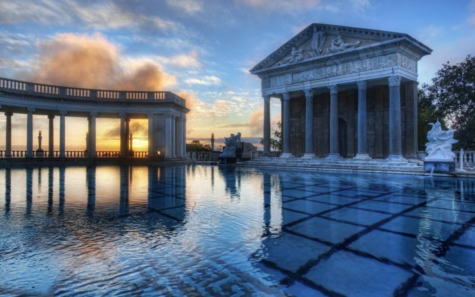 Картинки Колонка, город, вечер, парк, hdr фото и обои на рабочий стол