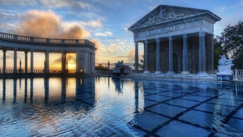 Колонка, город, вечер, парк, hdr