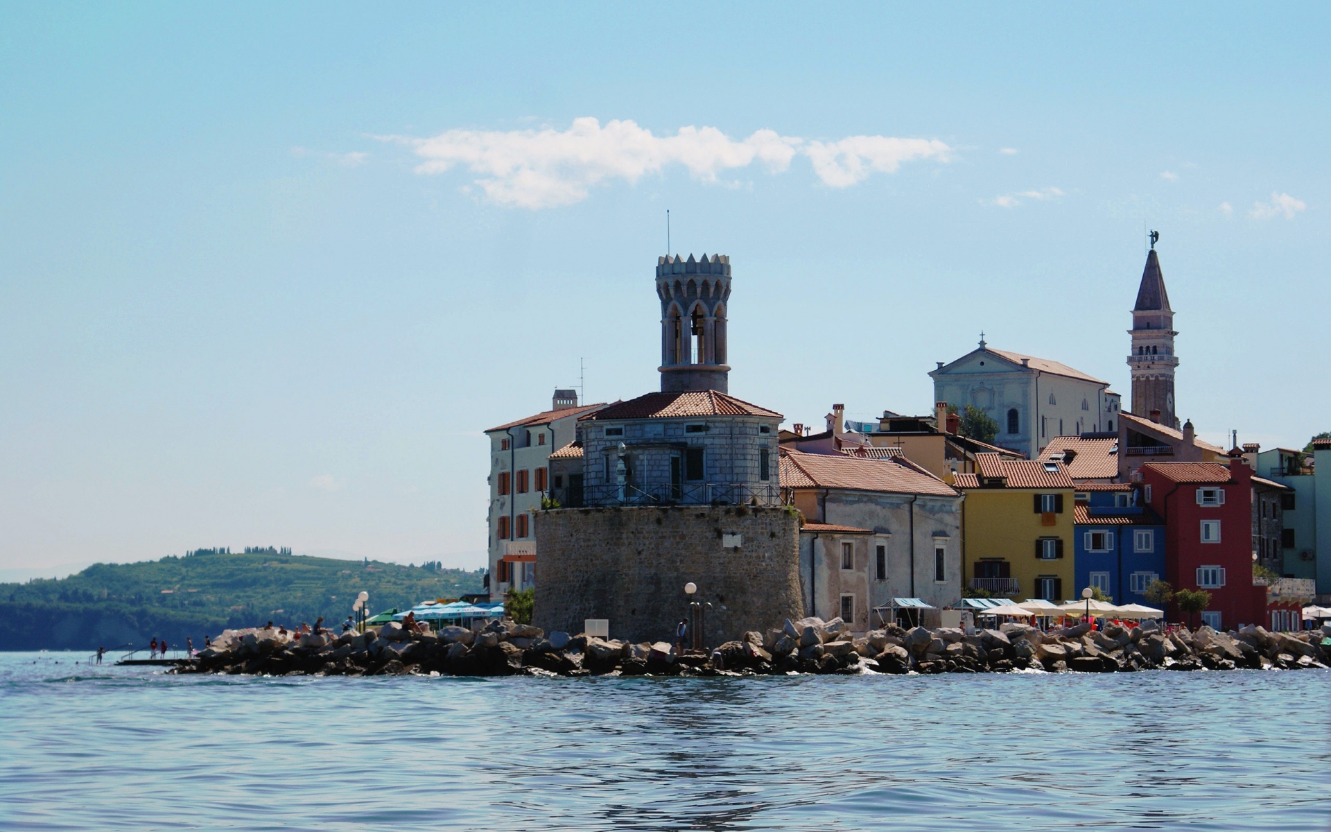 Картинки Море, словенья, пиран, город, здания фото и обои на рабочий стол