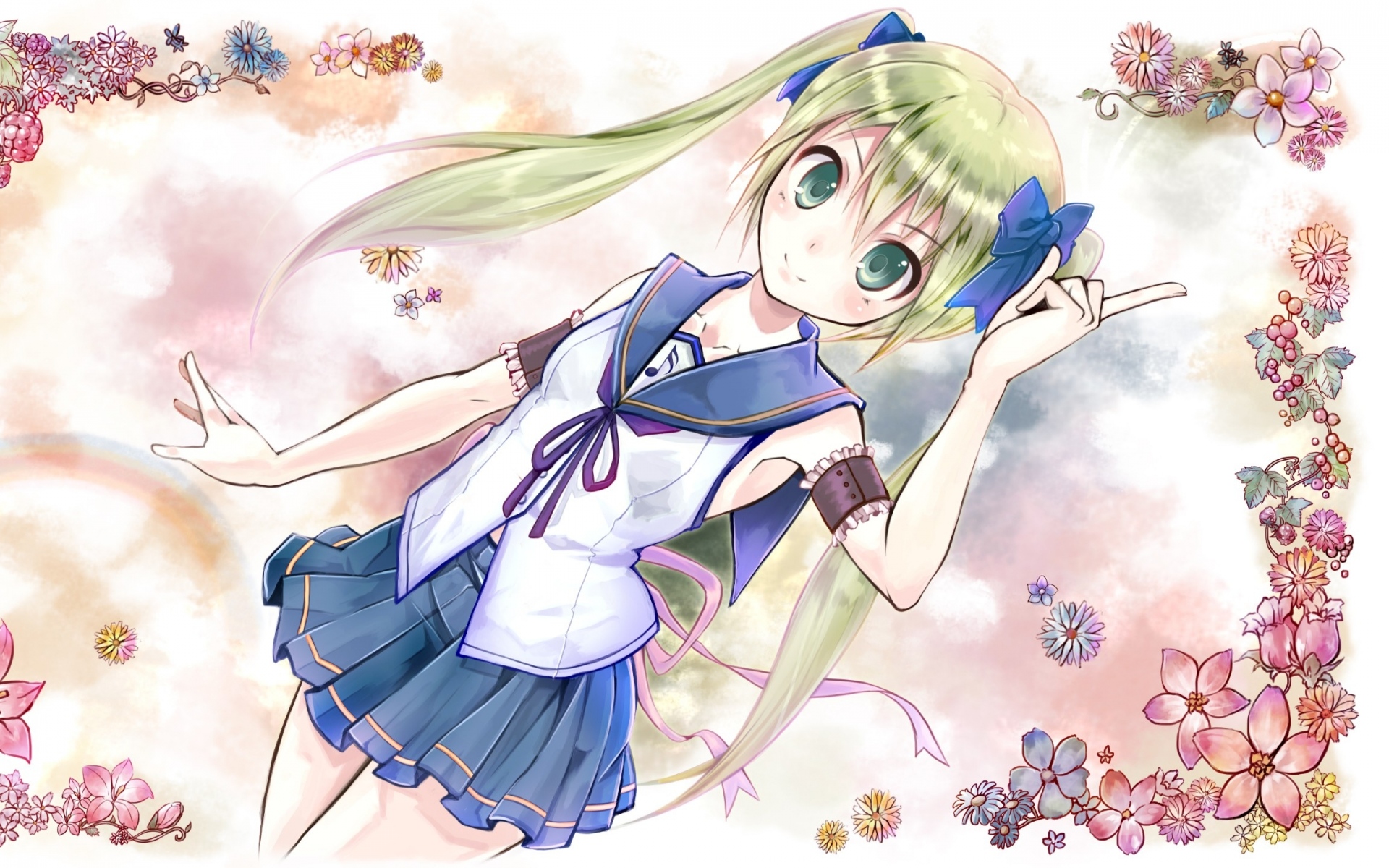 Картинки Вокалоид hatsune miku, девушка, блондинка, милый, палец, жест фото и обои на рабочий стол