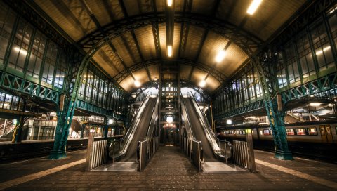 Нидерланды, эскалатор, метро, ??метро, ??hdr