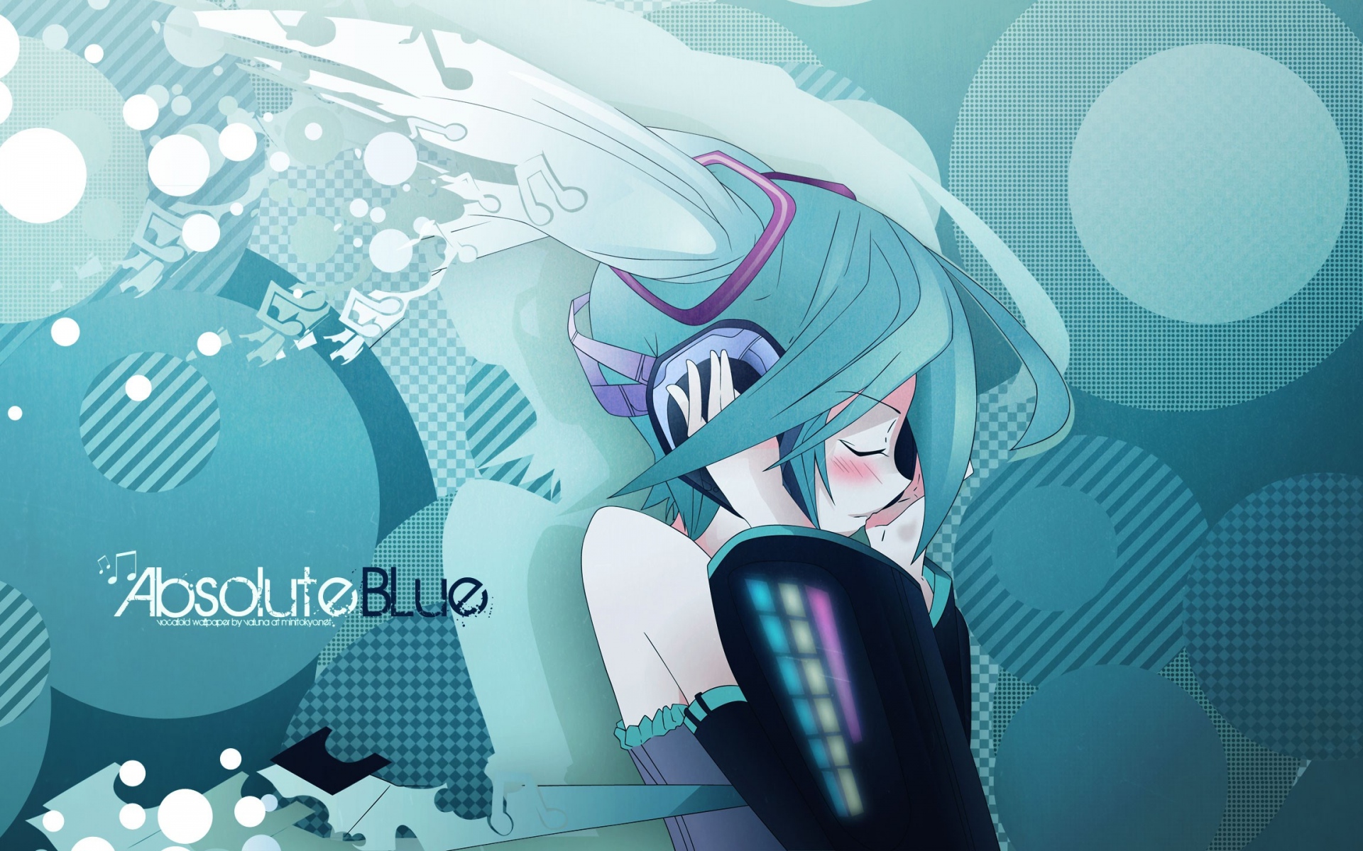Картинки Hatsune miku, девушка, наушники, вода, музыка фото и обои на рабочий стол