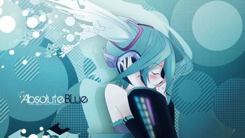 Hatsune miku, девушка, наушники, вода, музыка