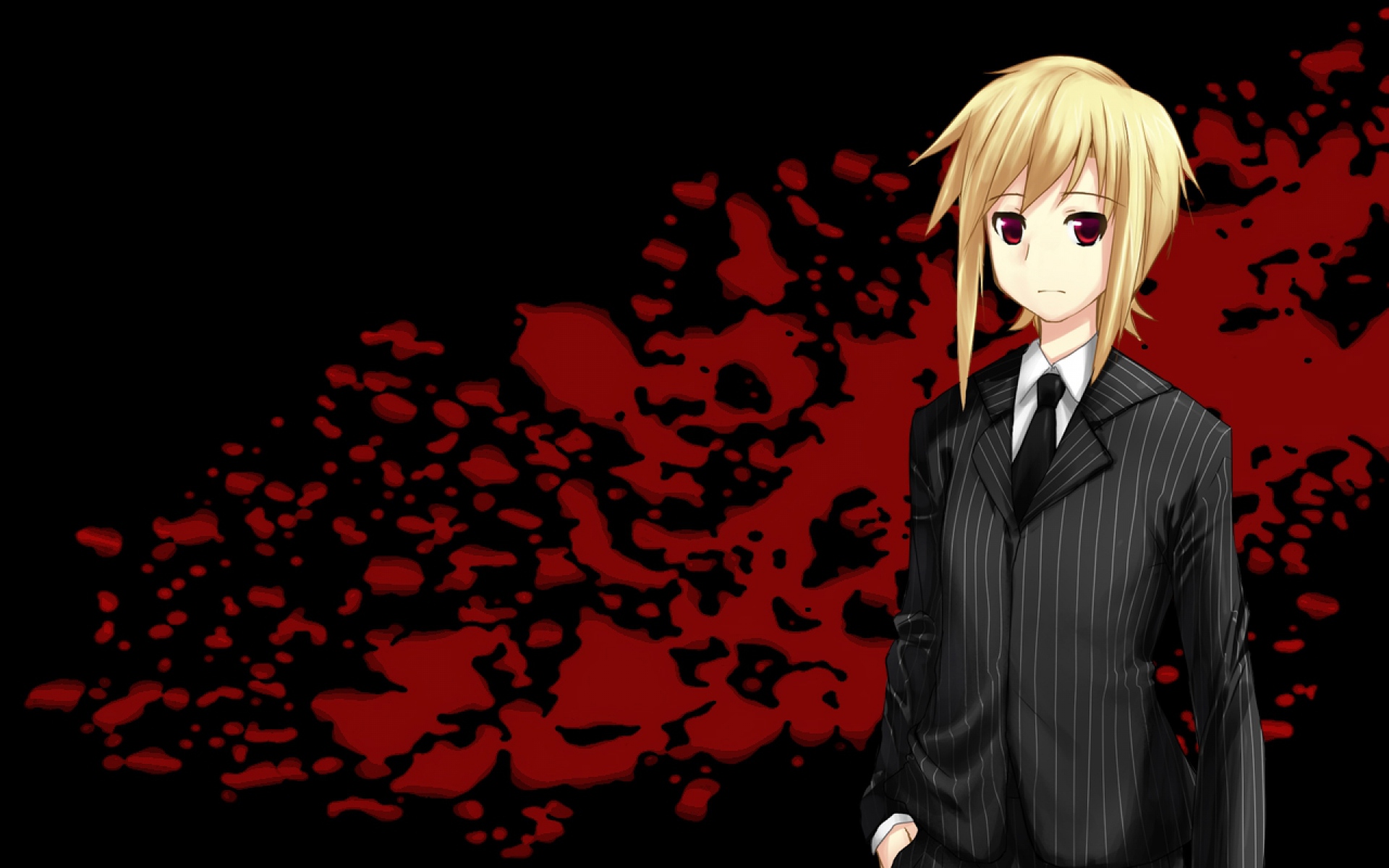 Картинки Katawa shoujo, девушка, блондинка, костюм, осанка, фон фото и обои на рабочий стол