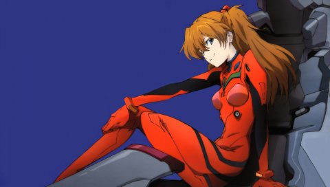 Asuka langley soryu, девушка, брюнетка, молодая улыбка