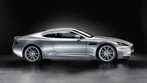 Aston martin, dbs, 2008, металлик серый, вид сбоку, авто