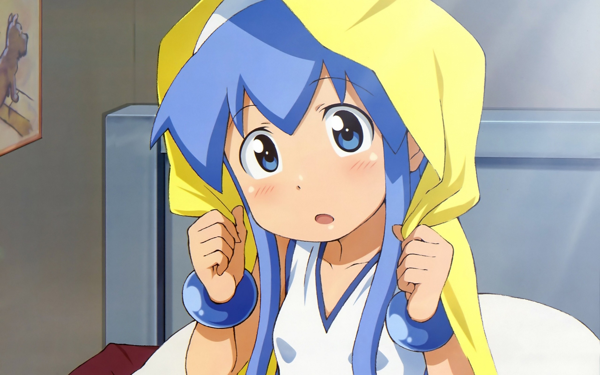 Картинки Ika musume, девушка, милый, капот, комната фото и обои на рабочий стол