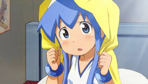 Ika musume, девушка, милый, капот, комната