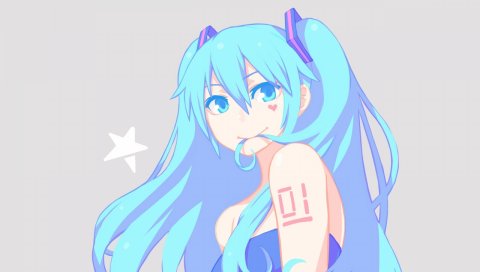 Hatsune miku, девушка, милый, улыбка, звезда