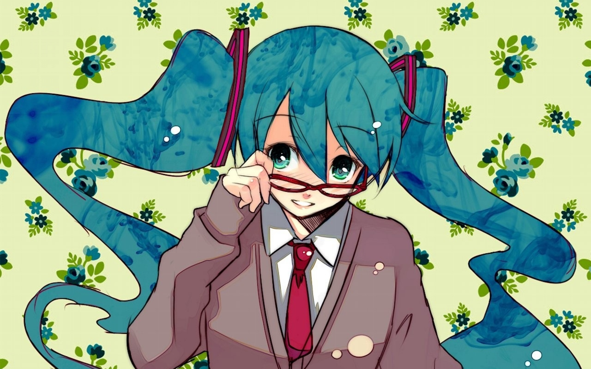 Картинки Hatsune miku, девушка, взгляд, галстук, куртка фото и обои на рабочий стол