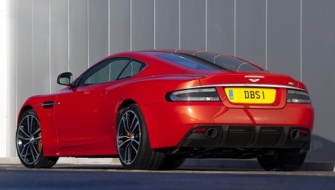 Aston martin, dbs, 2011, красный, вид сзади, автомобиль