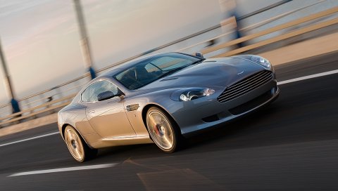 Aston martin, db9, 2008, серый, вид сбоку, автомобили, скорость