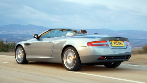 Aston martin, db9, 2004, серый, вид сбоку, стиль, автомобили, скорость, горы