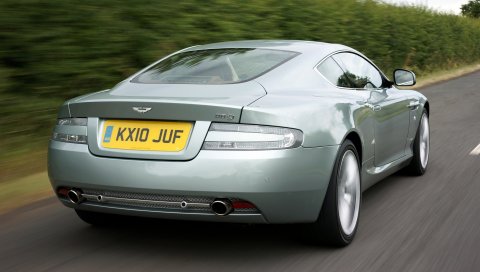 Aston martin, db9, 2010, бледно-голубой, вид сзади, стиль, скорость, природа