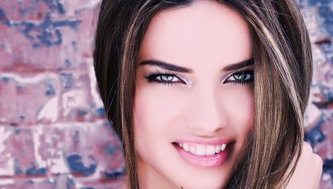 Adriana lima, лицо, крупный план, улыбка, очаровательный