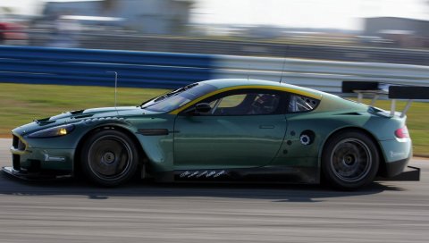 Aston martin, dbr9, 2005, зеленый, вид сбоку, стиль, спорт, автомобили, скорость, асфальт