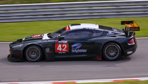 Aston martin, dbrs9, 2005, черный, вид сбоку, стиль, спорт, автомобиль, гоночный автомобиль, скорость, трава