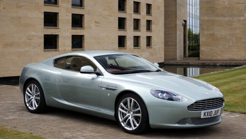 Aston martin, db9, 2010, синий металлик, вид сбоку, стиль, спорт, авто, строительство, трава