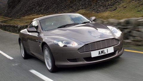 Aston martin, db9, 2004, серый, вид спереди, стиль, спорт, автомобили, скорость, асфальт